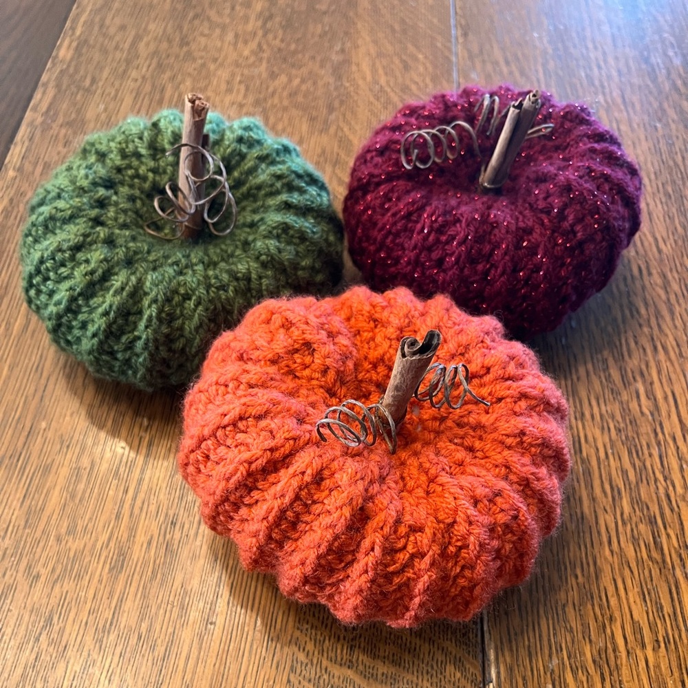 Set of Three Handmade Mini Pumpkins